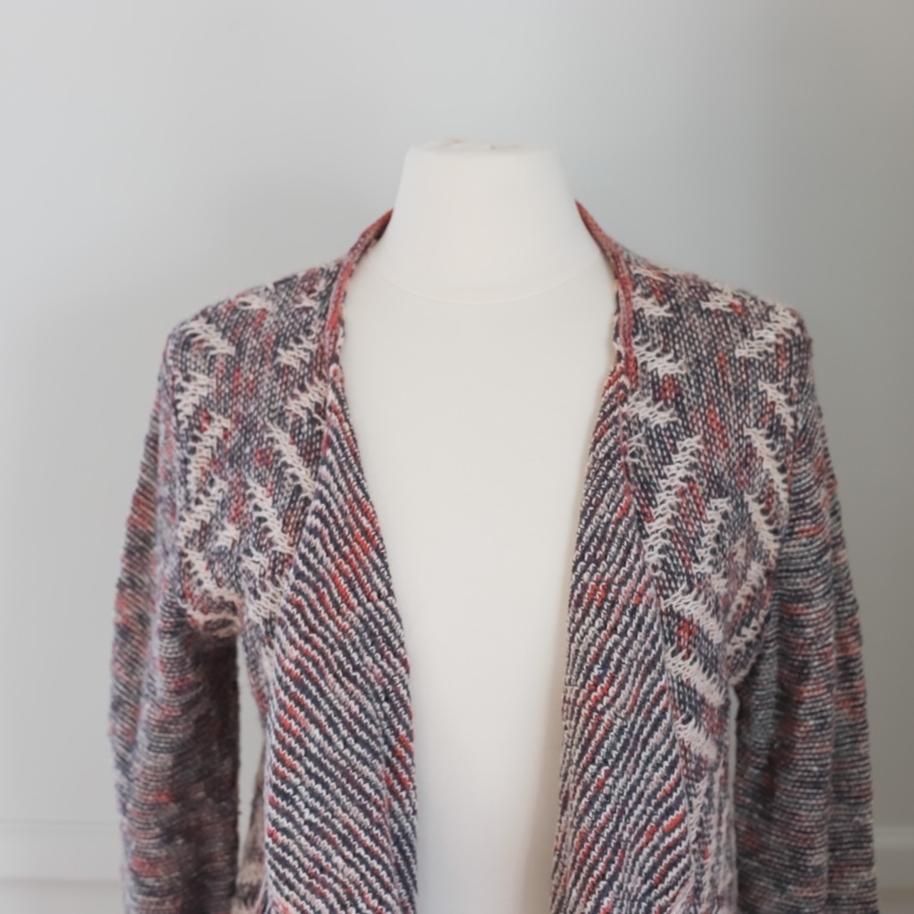 Lucky Brand Open Pattern Boho Fringe Cardigan Swe… - image 2